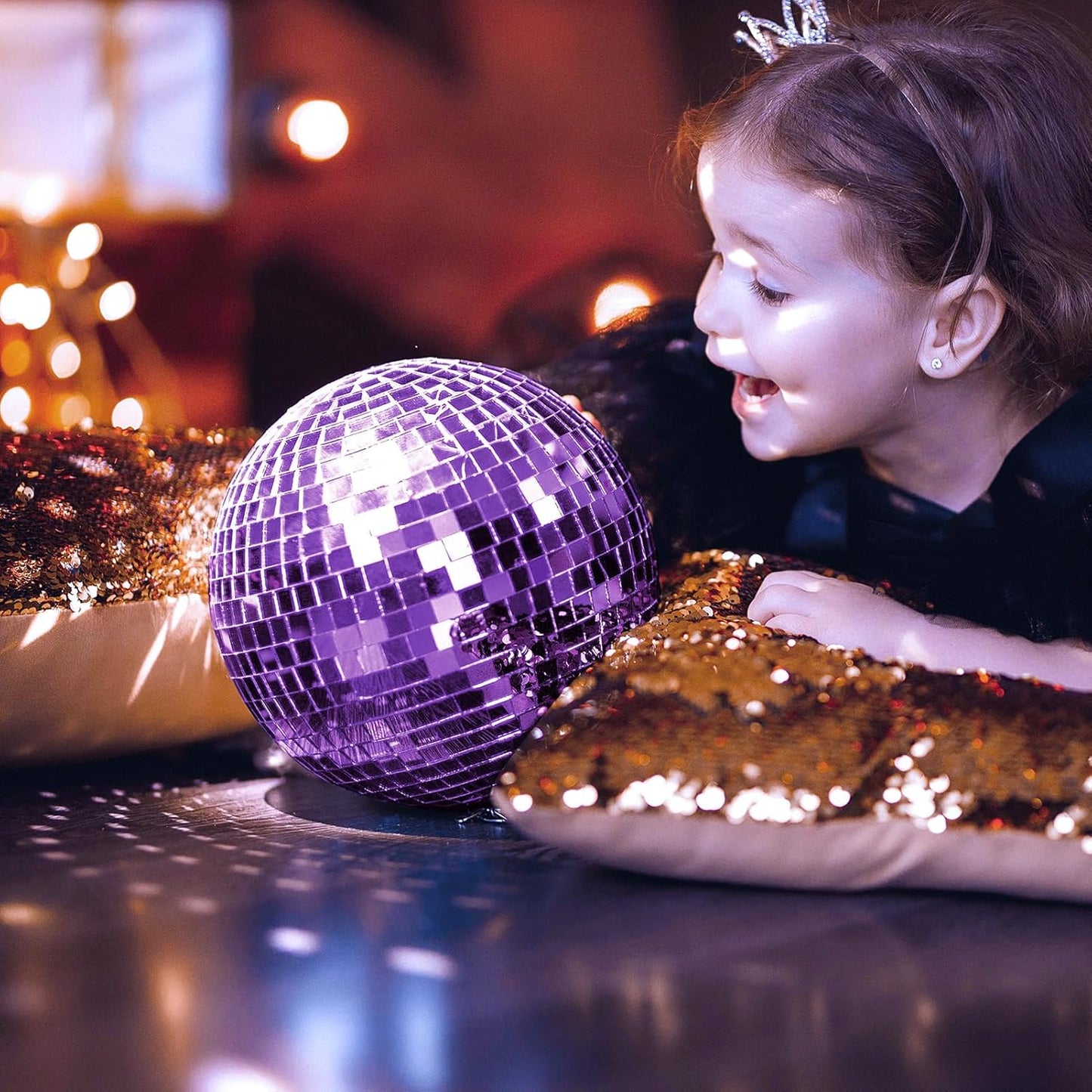 Art3dwallpanels 6 Pack Self Adhesive Glass Mirror Mosaic Disco Tiles Small Square Mirror Sticker for for DIY Disco Ball, Disco Cowboy Hat, Vase, Bottle, Interior Decoration, 2364 Pieces, Purple