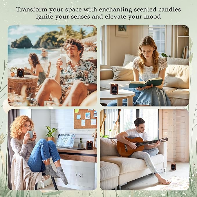 Scented Candles Set, Candles for Home Scented Soy Wax Candles, 4 Pack 28 Oz Aromatherapy Candles Gift Set for Women Men (Sage/Vanilla/Mint/Sandalwood)