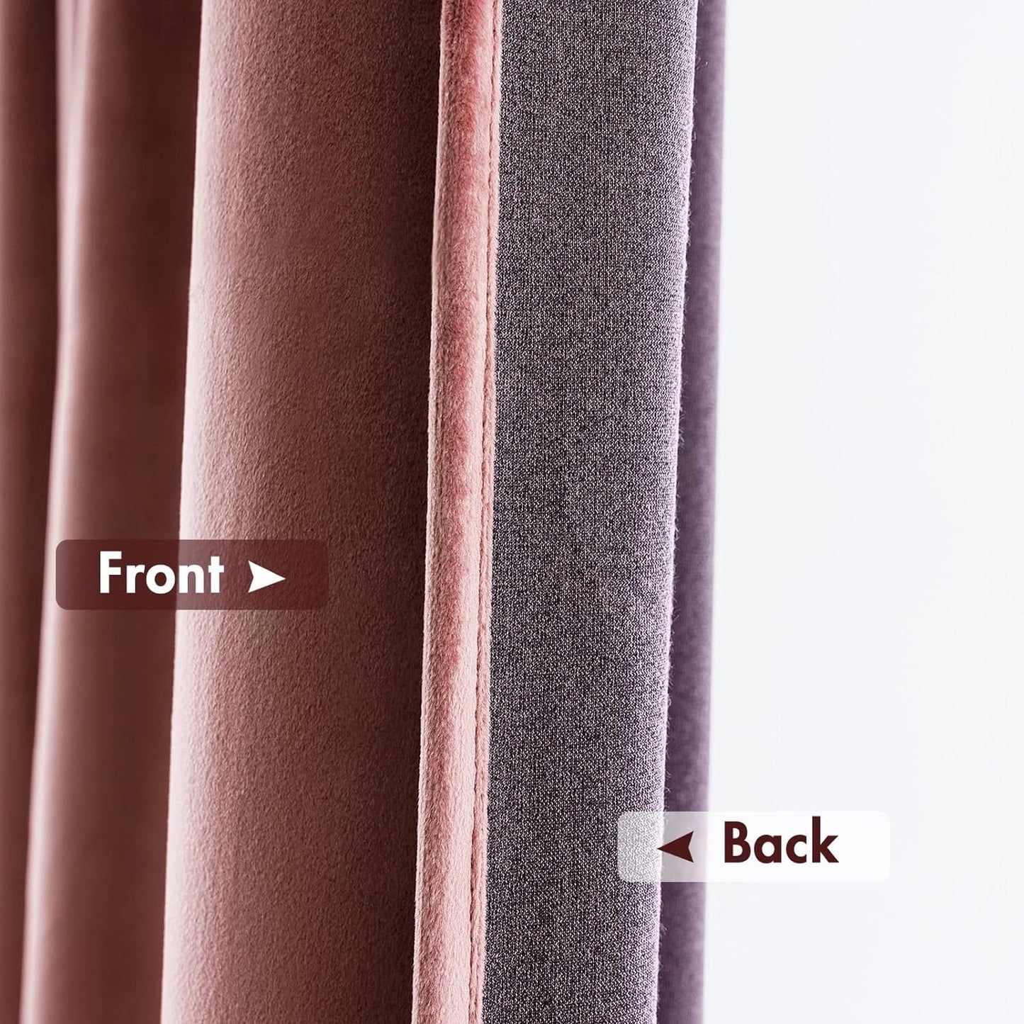 MIULEE Dusty Rose Pink Velvet Curtains Thermal Insulated Blackout Curtain Drapes for Bedroom Living Room Darkening 105 Inches Long Curtains Panels Rod Pocket Set of 2