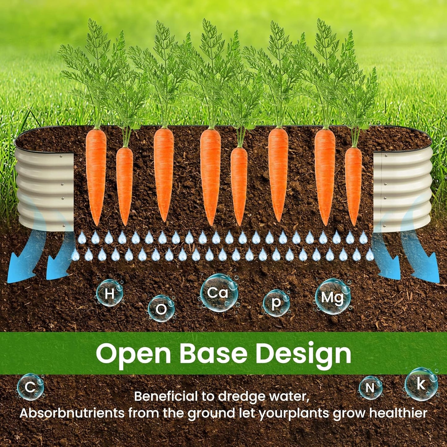 Raised Garden Bed 6.5X2X1.4 FT Galvanized Planter Raised Beds, Metal Planter Box for Vegetables,Flowers, Herbs, and Succulents (Ivory)