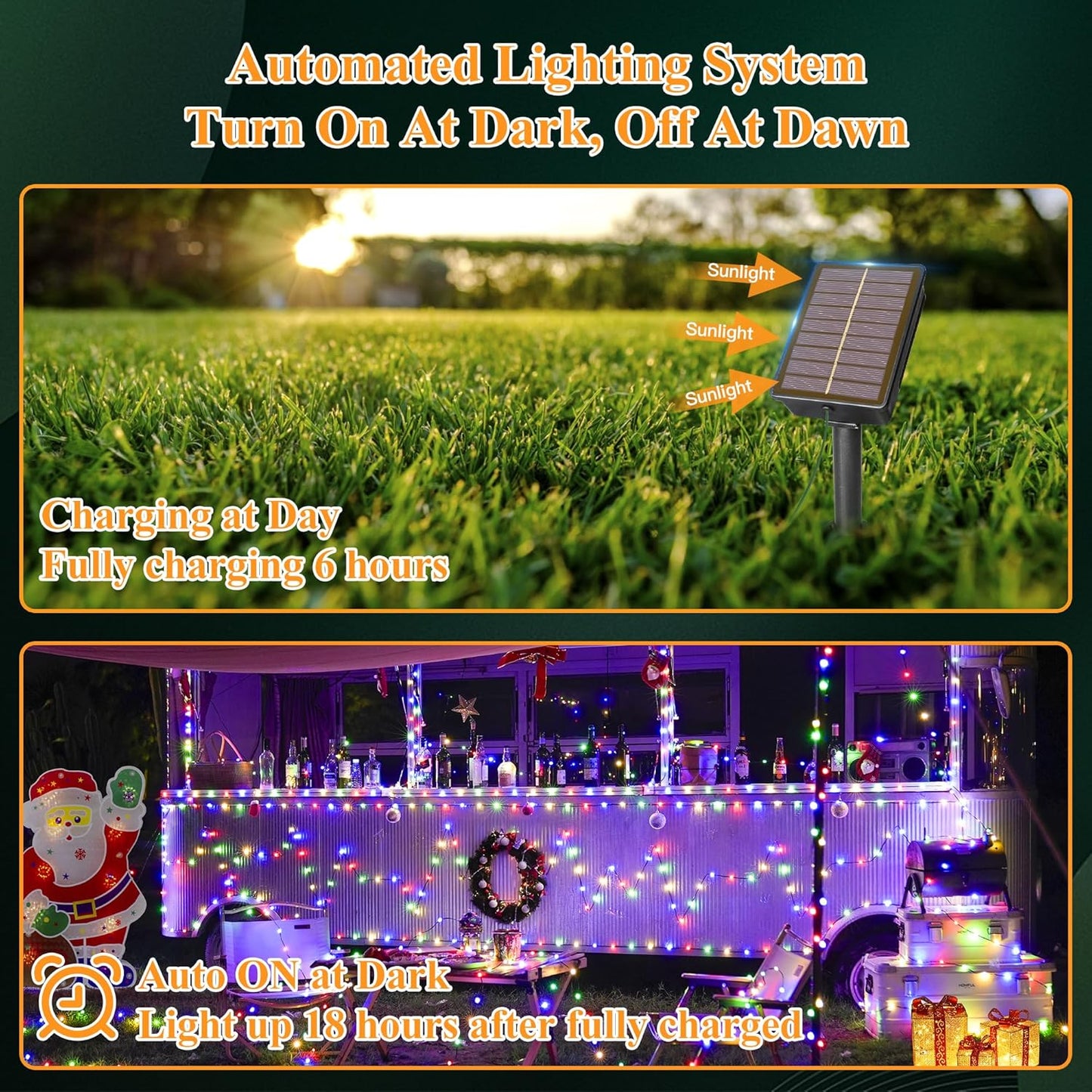 2 Pack Solar String Lights Total 240LED 80FT, IP67 Waterproof Solar Lights for Outside with 8 Modes, Upgraded Solar Panel Fairy Lights for Garden Party Wedding Decorations (Multicolor) …