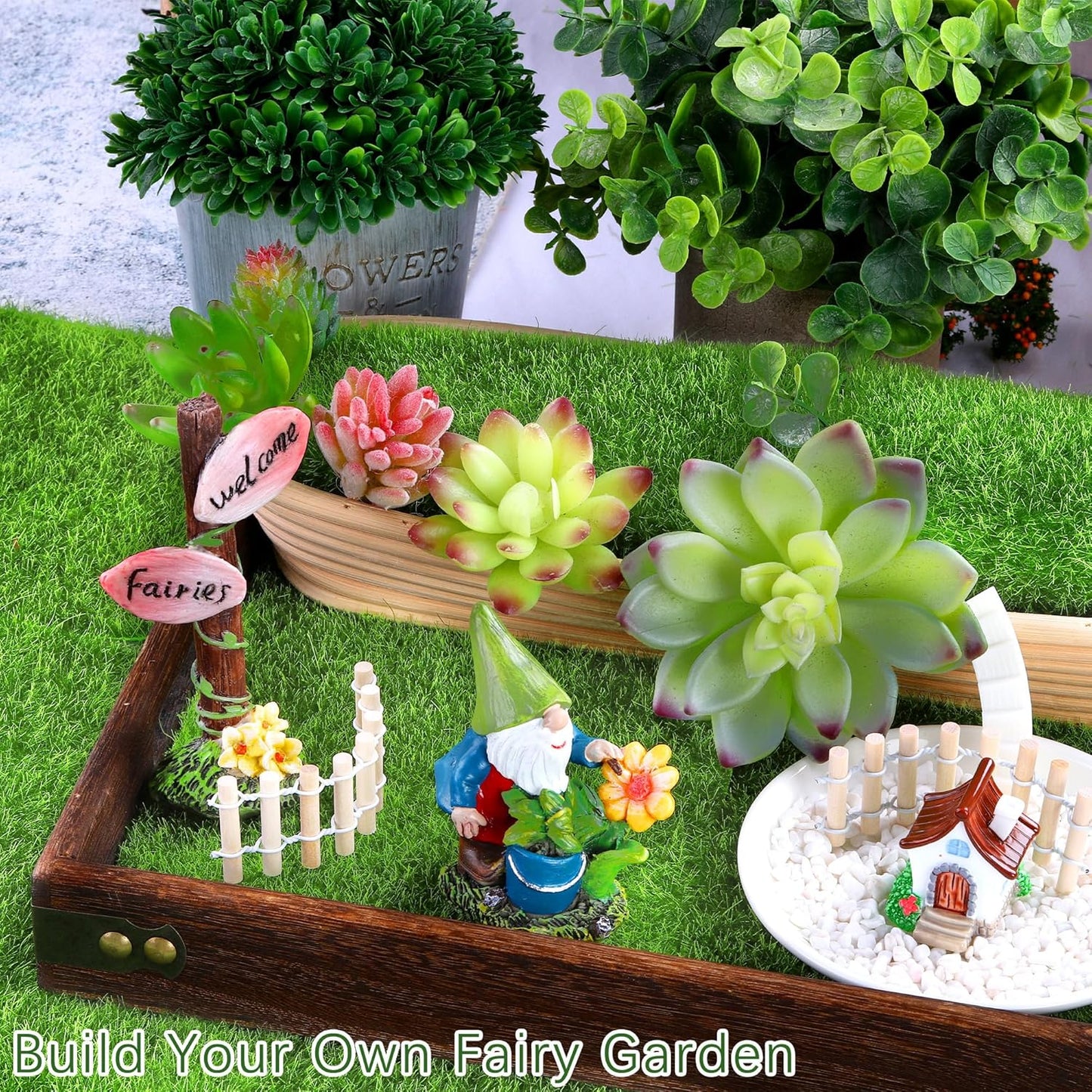 Elcoho 6 Pieces Fake Grass for Crafts Fairy Garden 6 x 6 Inches Artificial Garden Grass for Miniature Ornament Dollhouse DIY Decoration