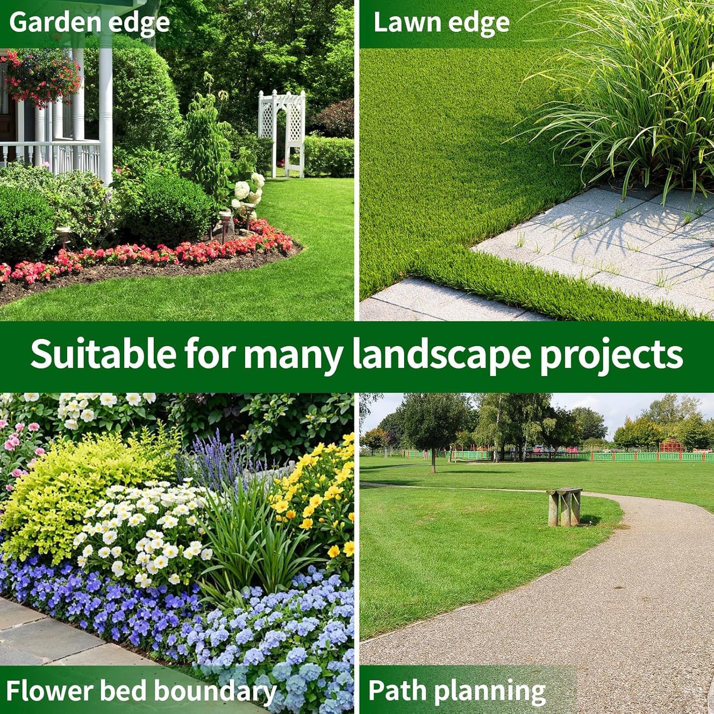 4 in x 50 Ft Garden Landscape Edging, No Dig Garden Edging Border Kit with 92 Pcs Spikes for Flower Bed Lawn Yard Grass Black