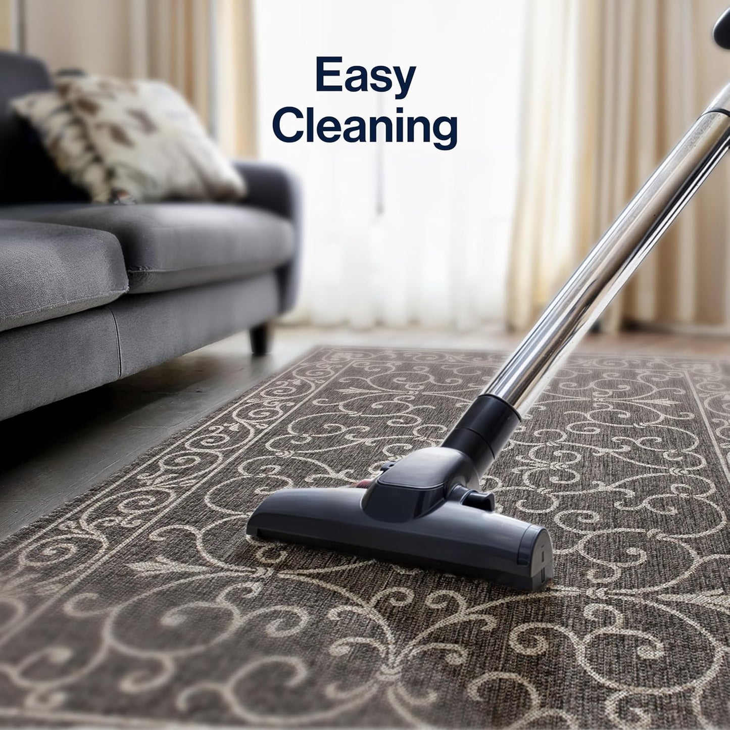 JONATHAN Y Vintage Filigree Indoor Outdoor Area Rug 4X6 Black/Gray, Charleston Textured Weave for Backyard, Patio, Porch, Easy-Cleaning, High Traffic, Pet-Friendly, Non-Shedding (SMB106G-4)