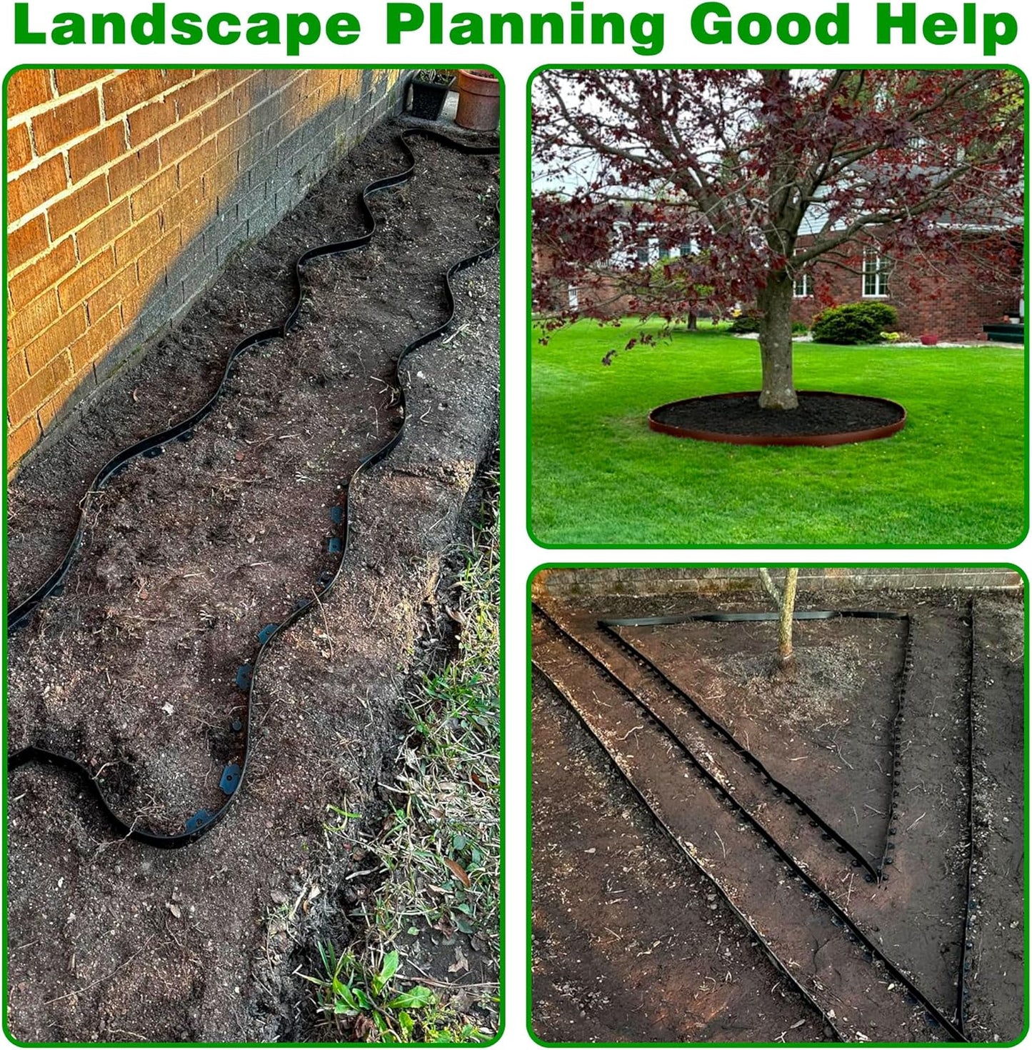 Landscape Edging Border 100 FT 4 Inch Tall with 180 Spikes, Plastic Edging for Landscaping, Garden Edging Border, Flower Bed, Paver and Lawn Edging Border, Brown