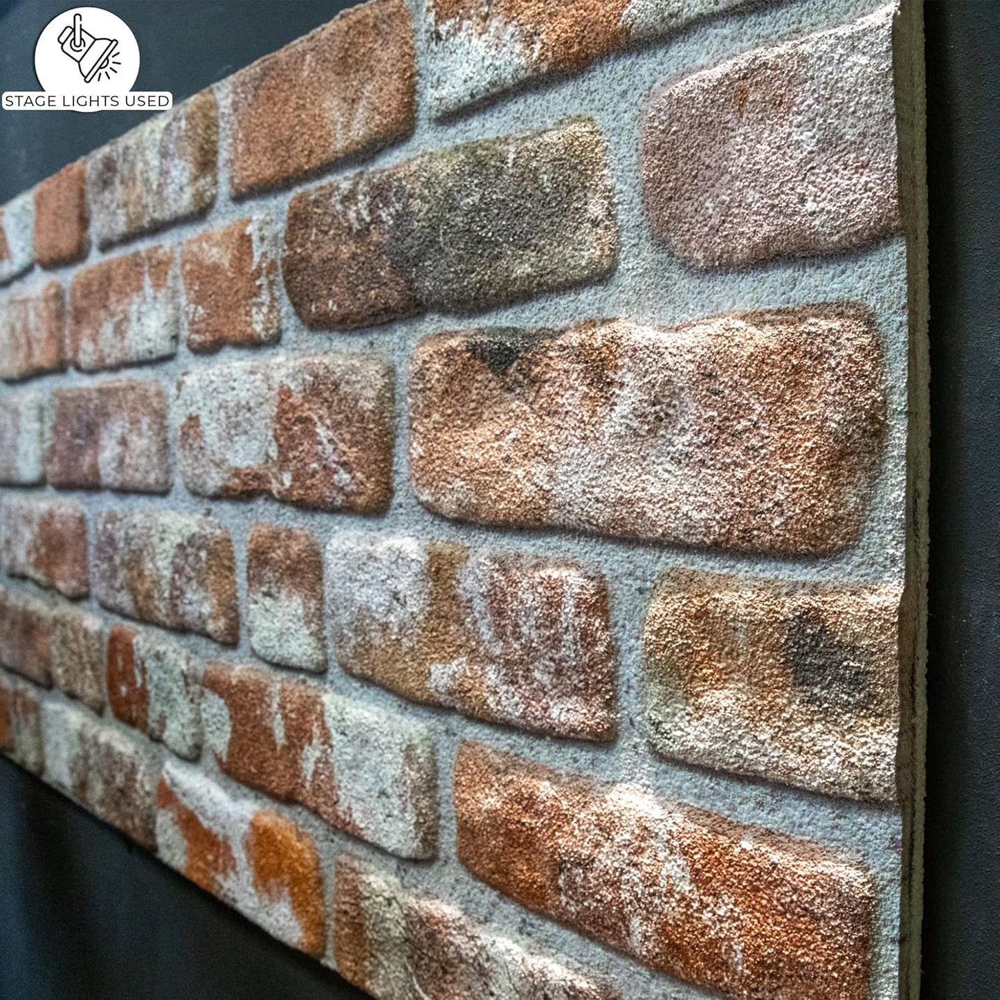 Dundee Deco 3D Wall Panels Faux Brick - Cladding Red Grey Brown Stone Look Wall Paneling, Styrofoam, Sample, Size 10 x 10 in.