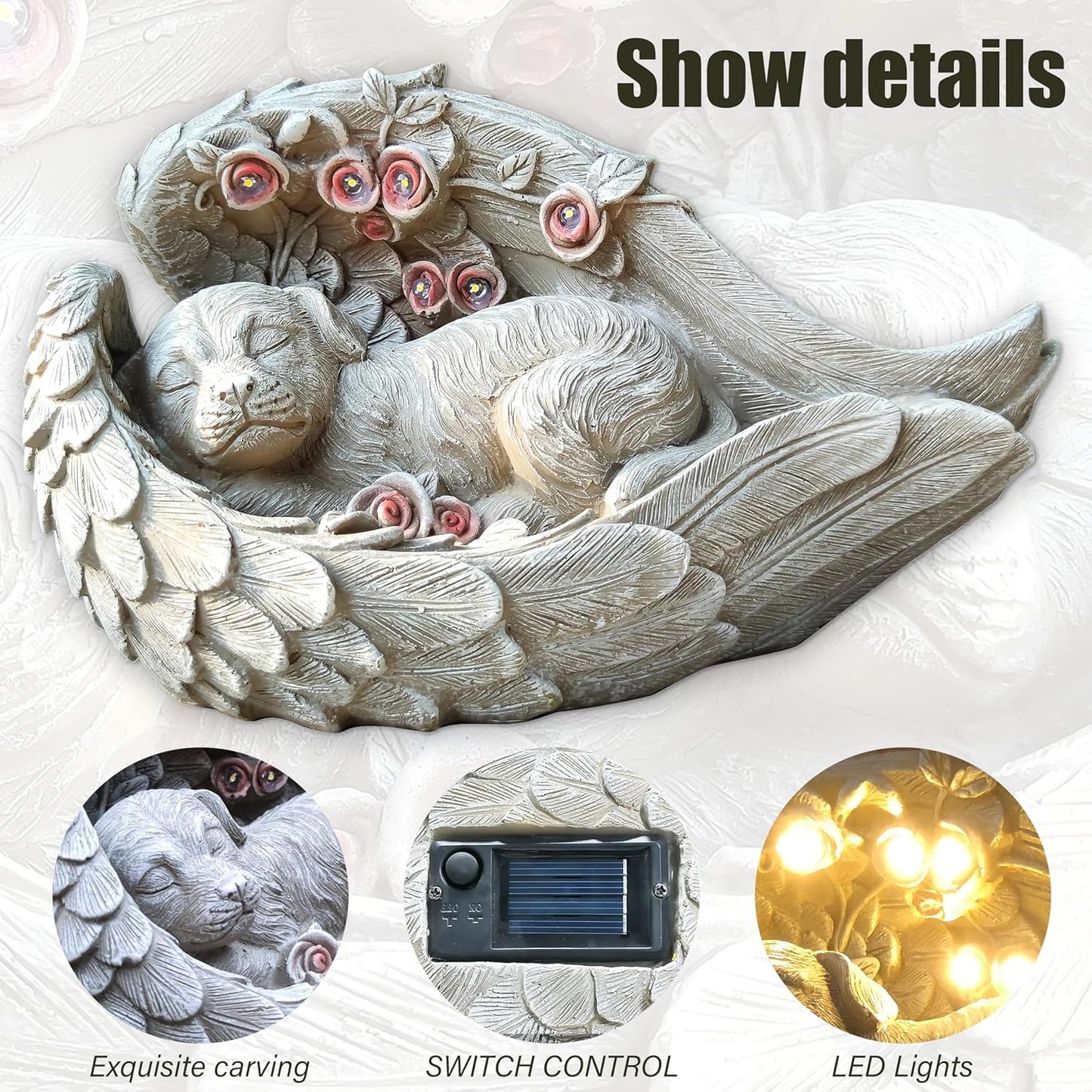 Solar Dog Garden Statues Outdoor Décor- Dog Figurines Solar LED Light Lawn Ornaments - Yard Decorations for Patio, Balcony, Backyard -Unique Birthday House Warming Gifts for Mom