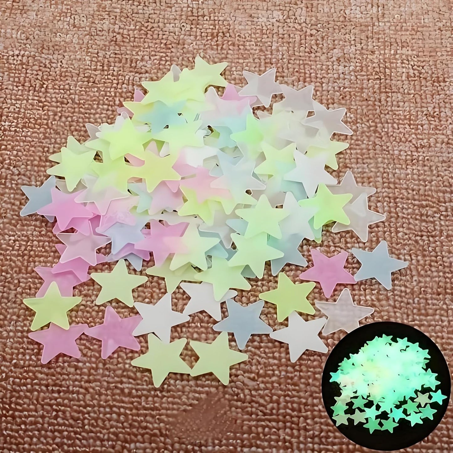 100Pcs Glow in The Dark Stars Wall Stickers, Self-Adhesive Luminous Decor for Bedroom, Room and Home Art, Fluorescent Night Sky Ceiling Decals for Party, Room Decorations