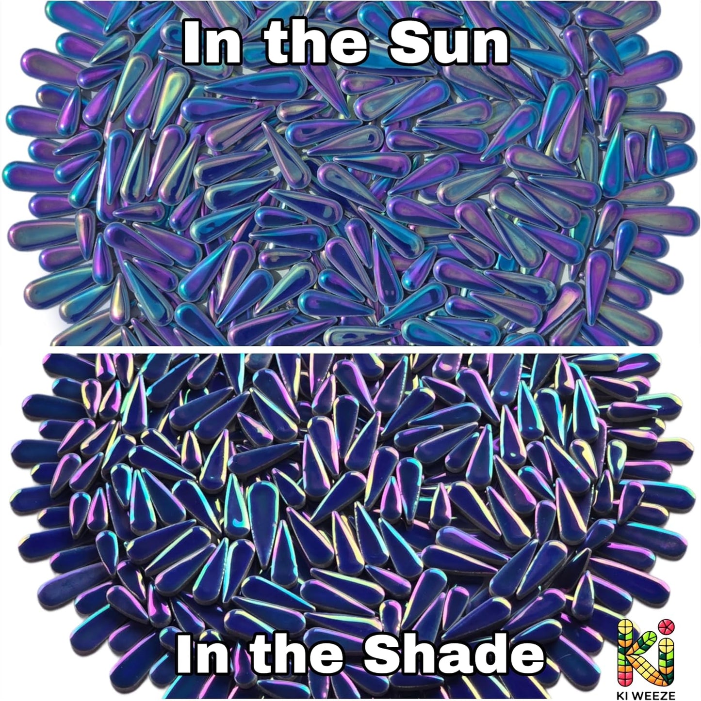 VerzTile Mosaic Tiles for Crafts - Petal Shaped Ceramic Tile Craft Hobbies & Art Projects 39 Color Options Endless Creativity DIY Design (Iridescent Cobalt Blue)