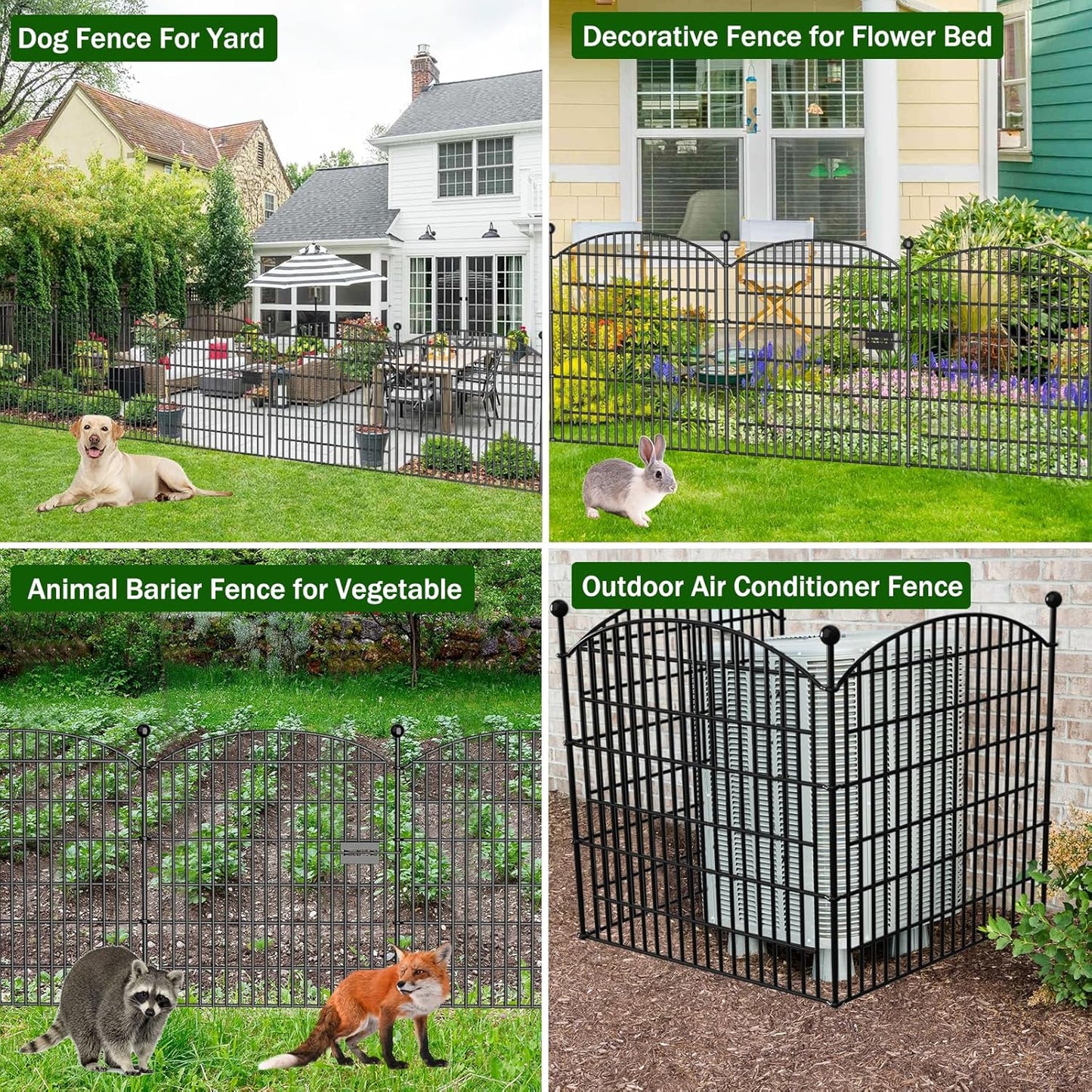 15 Panels Decorative Garden Fence with Gate - 32 in (H) x 35.4 ft (L) No Dig Dog Fence Outdoor for Yard, Rustproof Tall Garden Fencecing Panels, Animal Barrier Suitable for Yard Border, Patio