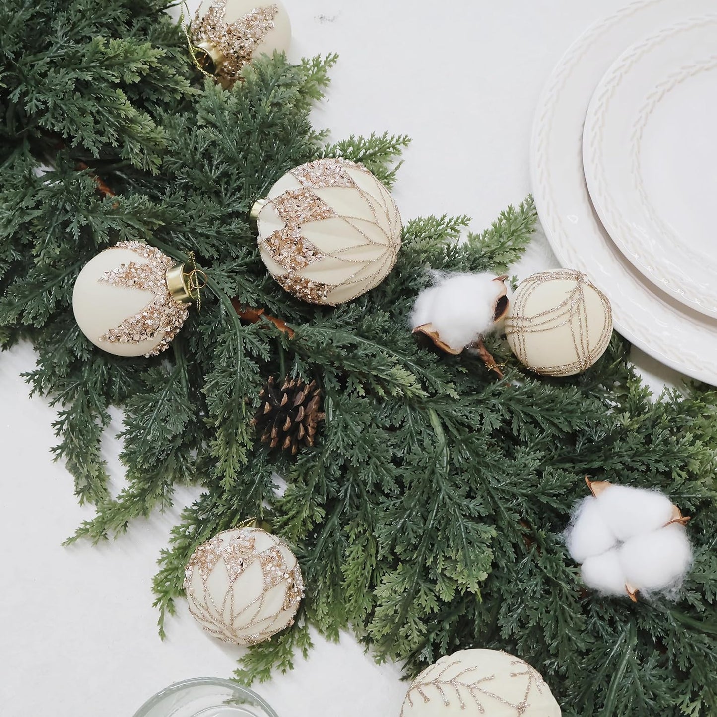 20PCS Velvet Ornaments for Christmas Tree, 2.36INCH Glitter Flocked Christmas Ornaments Decorations Balls Set Decor