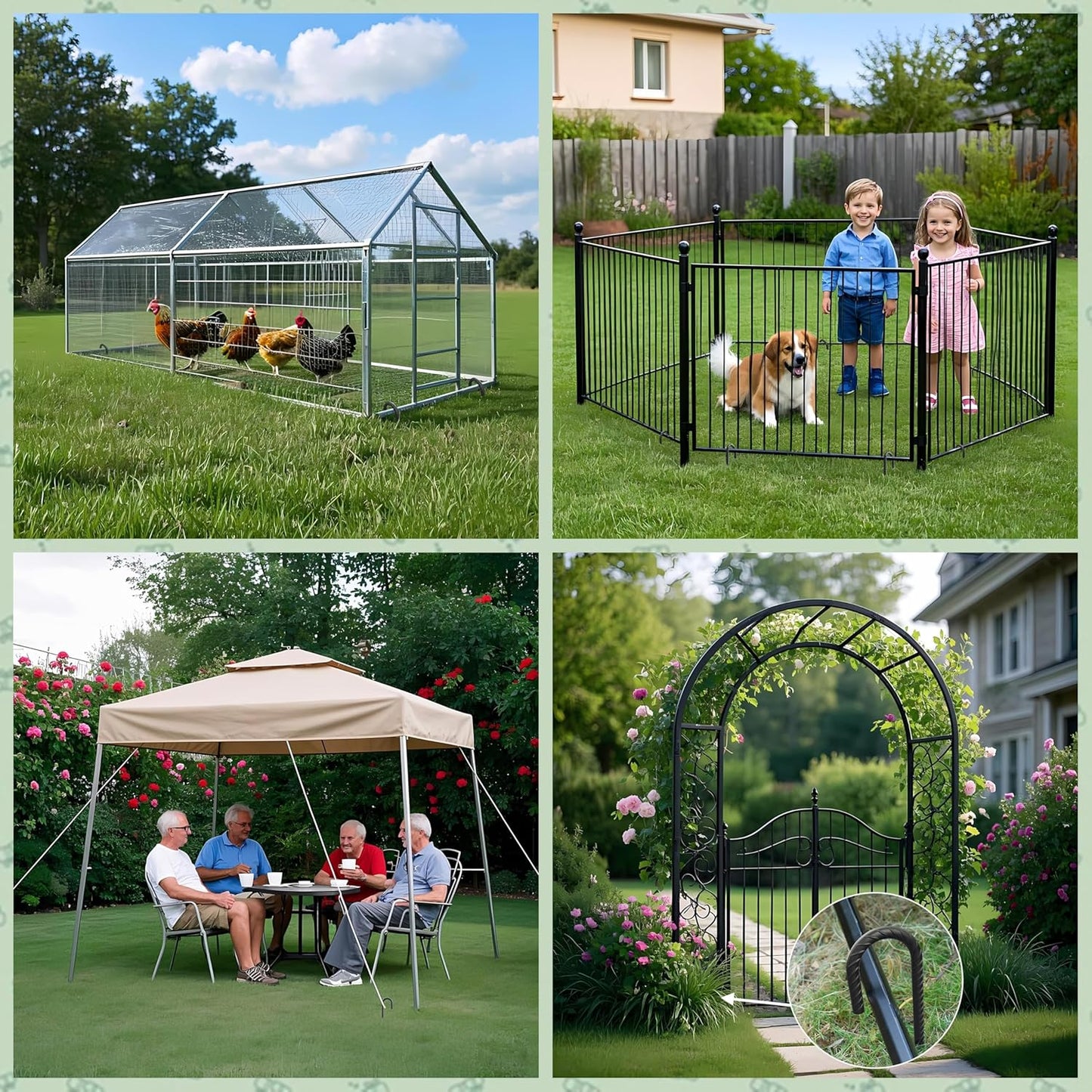 VVOKGO Trampoline Stakes 12 Inches Anchors High Wind Heavy Duty, 8-Pack U Shaped Tie Down Anchor Kit for Ground, Camping Tent, Soccer Net, Swing Set, Black