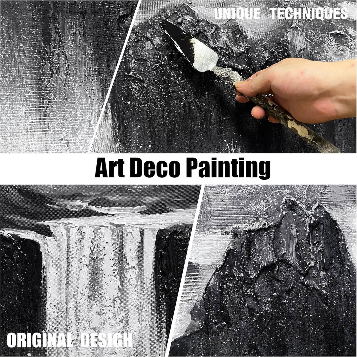 Waterfall Wall Decor for Dining Room Mountain Canvas Wall Art for Bedroom Black and White Pictures for Living Room Size 29 x 58 Inch