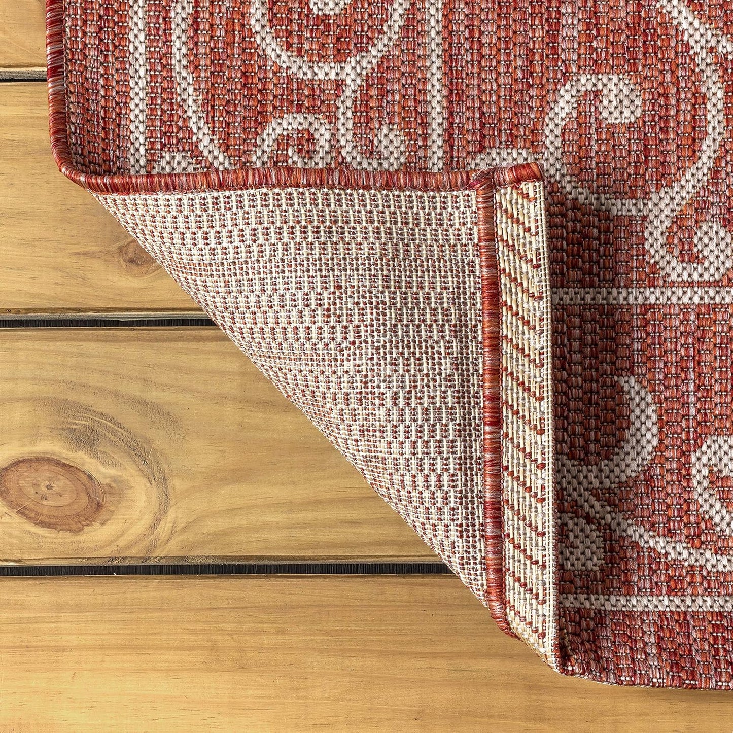 JONATHAN Y Vintage Filigree Indoor Outdoor Runner Rug 2X8 Red/Beige, Charleston Textured Weave for Backyard, Patio, Porch, Easy-Cleaning, High Traffic, Pet-Friendly, Non-Shedding (SMB106B-28)