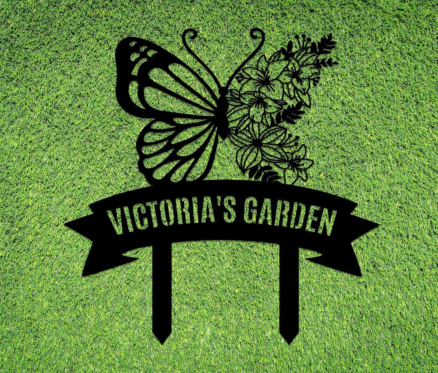 Personalized Metal Garden Sign with Stake, Custom Garden Decor for Outdoor, Custom Family Name Sign, Patio Decorations, Lawn Art, Farmhouse Decorative, Housewarming Gift (CstmDesign7)