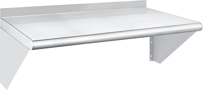 HARDURA Stainless Steel Shelf 14" x 24", 240lb Commercial Shelves Wall Mount Metal Shelving with Backsplash and Brackets for Kitchen, Restaurant, Laundry Room and Home