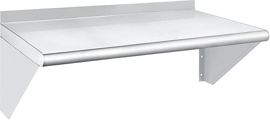 HARDURA Stainless Steel Shelf 14" x 24", 240lb Commercial Shelves Wall Mount Metal Shelving with Backsplash and Brackets for Kitchen, Restaurant, Laundry Room and Home