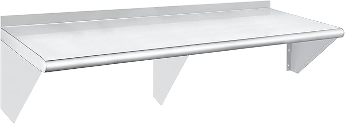 HARDURA Stainless Steel Shelf 18" x 72", 480lb Commercial Shelves Wall Mount Metal Shelving with Backsplash and Brackets for Kitchen, Restaurant, Laundry Room and Home
