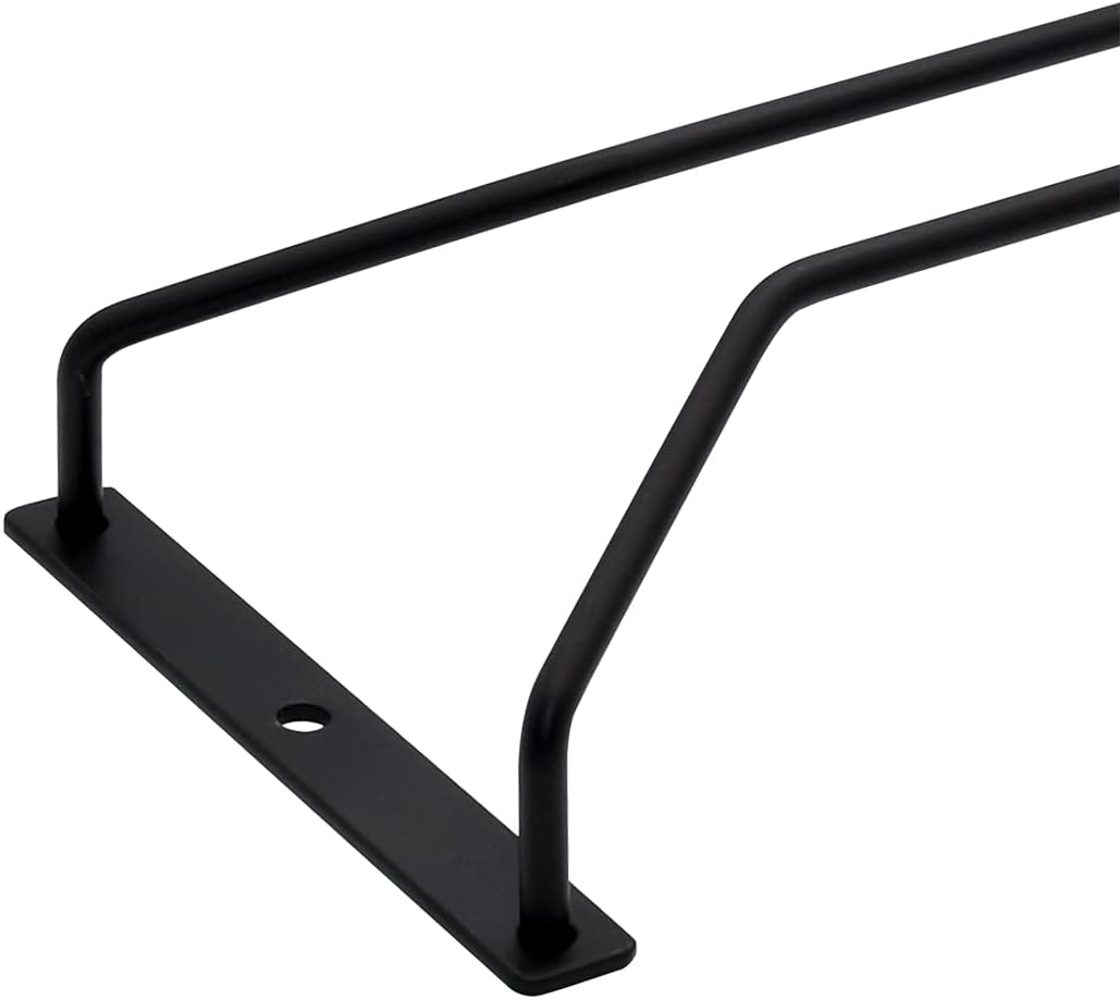 8.8-Inch Wine Glass Rack - Under Cabinet Stemware Wine Glass Holder Glasses Storage Hanger Metal Organizer for Bar Kitchen Black (1 Rows, 3 Pack)