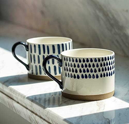 Koja 15 oz. Elegant Hand Painted Decorative Large Porcelain Ceramic Mug Set. 4 Decorative Mugs. Colorful Gift Pack. Impress & Entertain Family & Guests. Dishwasher Microwave Safe.