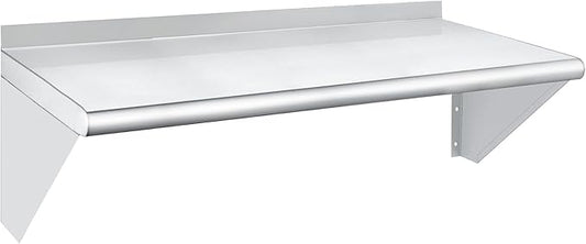 HARDURA Stainless Steel Shelf 14" x 36", 275lb Commercial Shelves Wall Mount Metal Shelving with Backsplash and Brackets for Kitchen, Restaurant, Laundry Room and Home