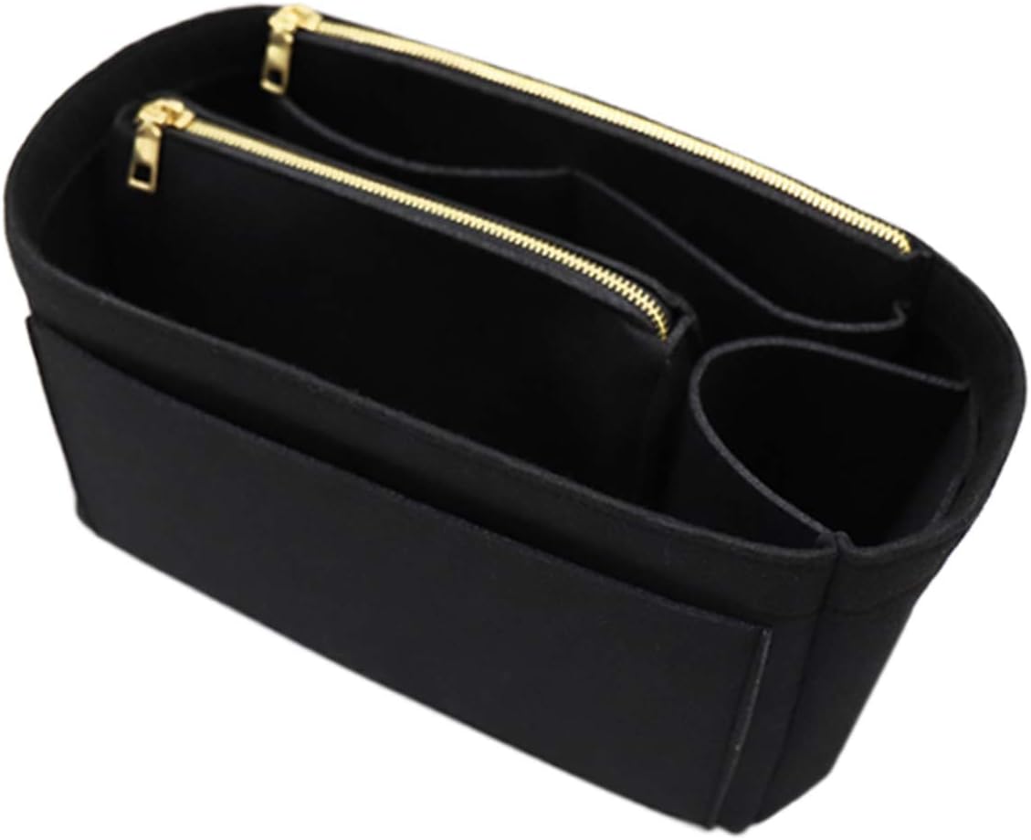 LEXSION Felt Purse Bag Organizer Insert with zipper Bag Tote Shaper Fit Speedy Neverful PM MM