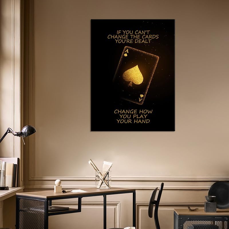 Inspirational Canvas Wall Art Poker Game Poster Painting Artwork Motivational Success Picture Print Wall Decor for Home Office Living Room Bedroom Workplace Wooden Framed Ready to Hang [30''Wx 40''H]