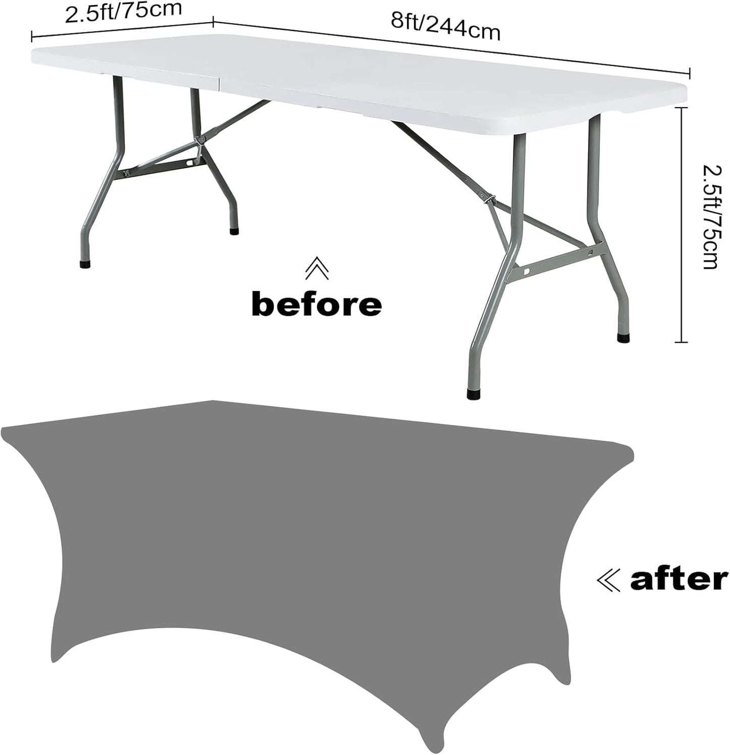 SuperO 2Pack Waterproof Spandex Table Cover for 8FT Table Universal Fitted Stretch Tablecloth for Party, Banquet, Wedding and Events-Emerald