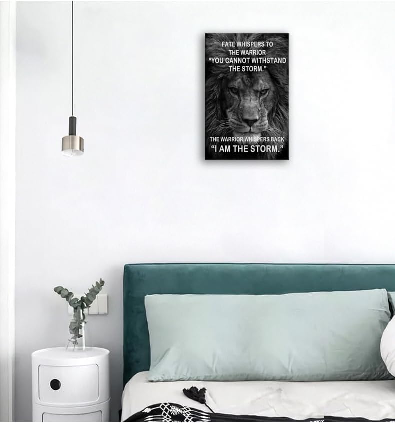 Inspirational Canvas Wall Art Inspiration Painting Pictures Motivational Quotes I Am The Storm Posters Prints Artwork Modern Living Room Home Office Decor Framed Ready to Hang[12" W X 18" H]