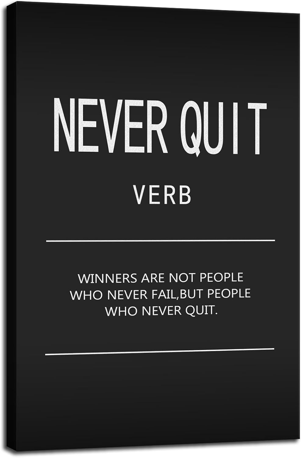 Inspirational Wall Art Motivational Quotes Pictures Inspirational Canvas Painting Never Quit Verb Posters Prints Artwork Modern Home Decor for Office Living Room Framed Ready to Hang[24" W x 36" H]