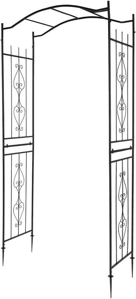 Outvita 7.5Ft Garden Arch Arbor, Steel Frame Stand Trellis, Arbour Archway for Wedding Ceremony Decoration Plant Climbing Rose Vines Lawn Courtyard Patio Pathway Black