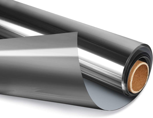 HIDBEA One Way Privacy Window Film, Daytime Mirror Reflective Heat Control UV Sun Blocking Non-Adhesive Static Cling Window Tint for Home and Office(Black-Silver, 45.2 Inch x 19.6 Feet)