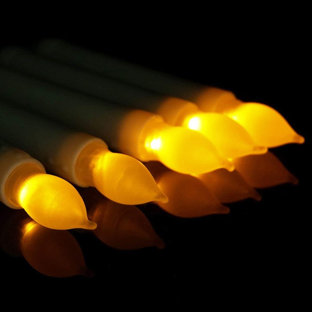Pack of 24 Flameless Taper LED Candles - Battery Operated Flickering Ivory - Perfect for Wedding, Christmas, Parties - 6.5 Inch - White Plastic