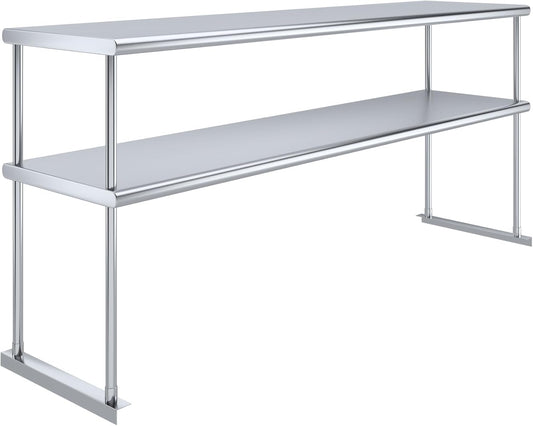 AmGood Stainless Steel Double-Tier Shelf | Work Table Overshelf | NSF Certified | Fits Over Tables | Many (72 in. Long x 18 in. Deep)