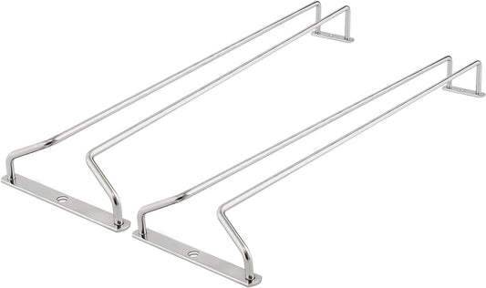 Soro Essentials- 16" Glass Hanging Stemware Rack Chrome Plated Set of 2- Wine Glass Hangers Under Shelf Cabinet Wire Wine Holder Storage Hanger for Cabinet Kitchen Bar or Home