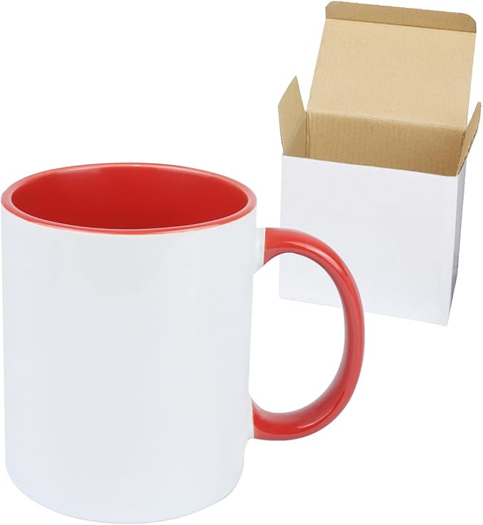 11oz White Ceramic Sublimation Coffee Mug in White Gift Box (6 Mixed Colors, 12)