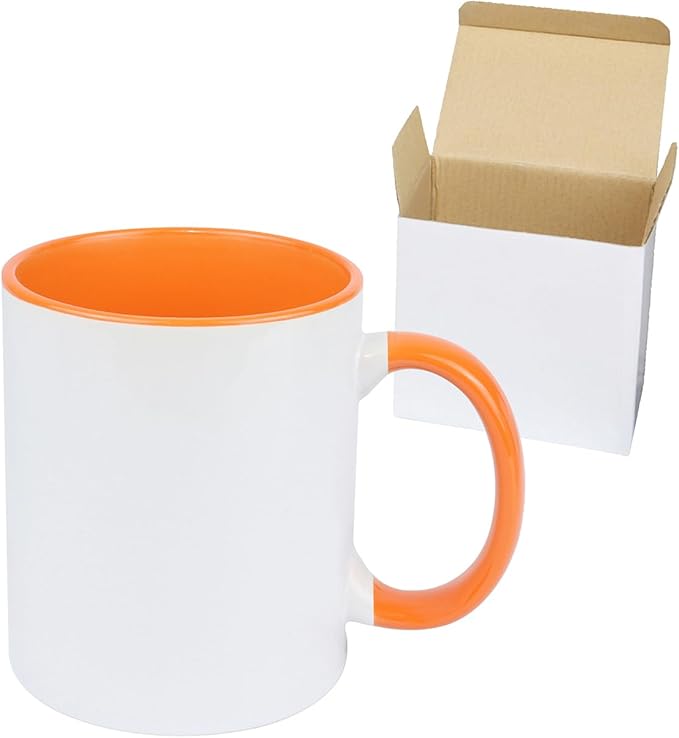 11oz White Ceramic Sublimation Coffee Mug in White Gift Box, 6 New Mixed Colors, Case of 12