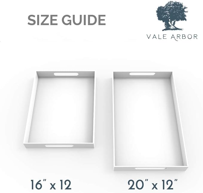 Black Acrylic Serving Tray for Vanity, Bathroom, Outdoor, Food and Décor with Handles (Rectangle, Small)