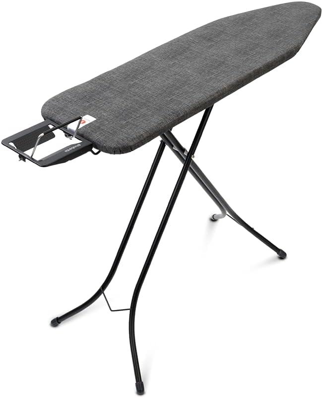 Brabantia Size B Ironing Board (49x15 in) 7 Height Options, Adjustable Steam Iron Rest Holder (Denim Black) Non-Slip Feet, Anti-Collapse Child Locks
