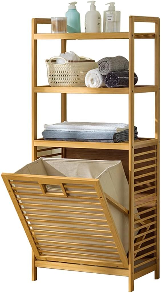 Laundry Hamper with 3 Tier Shelves & Tilt Out Basket, Laundry Baskets Organizer Hampers Bathroom Storage Shelf for Laundry Room, Bathroom, Guest Room (3-Tier Large)