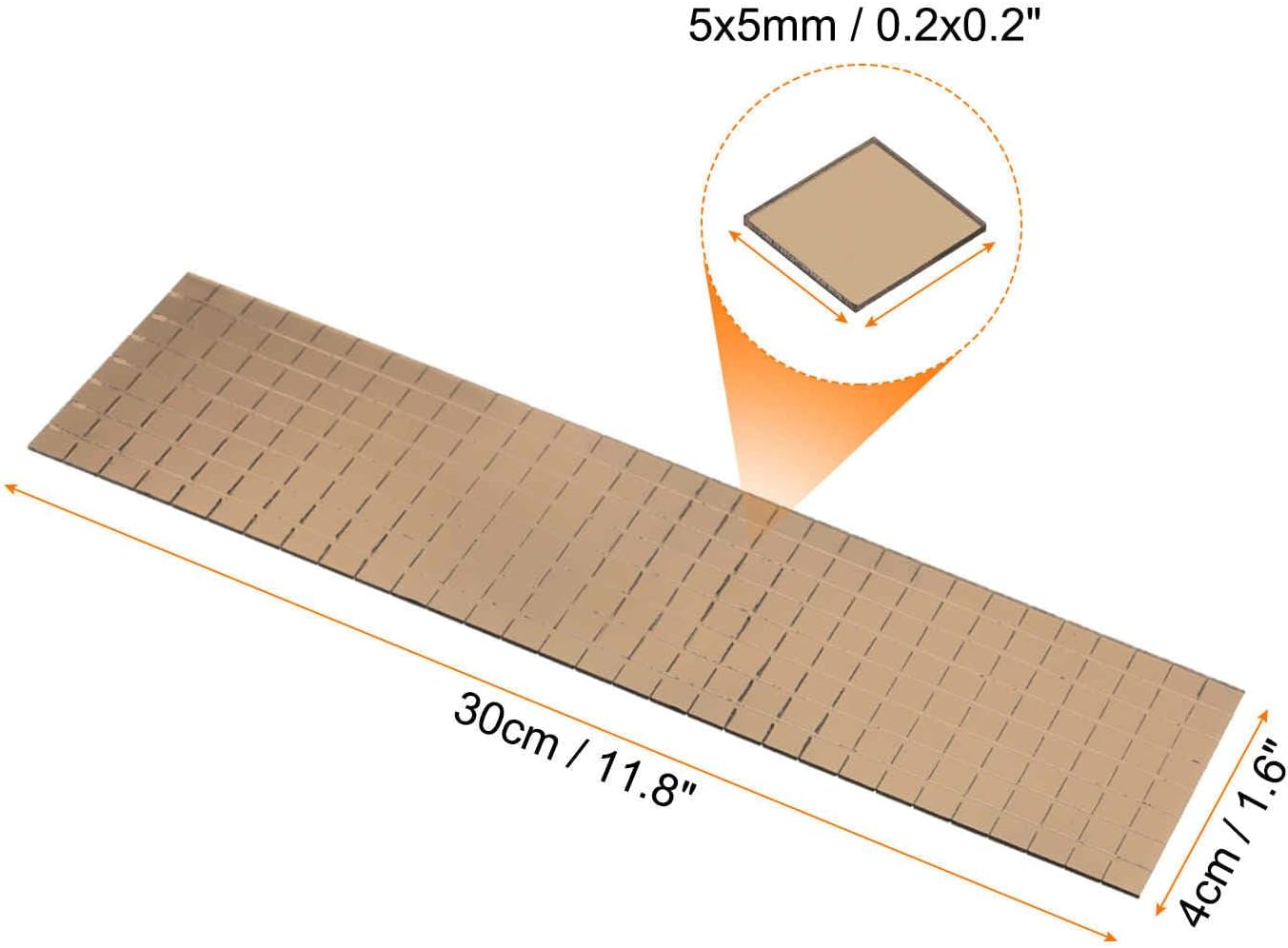 HARFINGTON 10 Sheet 4800 Pieces Self Adhesive Mirror Mosaic Tiles 5x5mm Small Square Mirror Tiles Sticker Disco Ball Stickers Mini Glass Tiles for DIY Craft Party Home Decoration, Brown