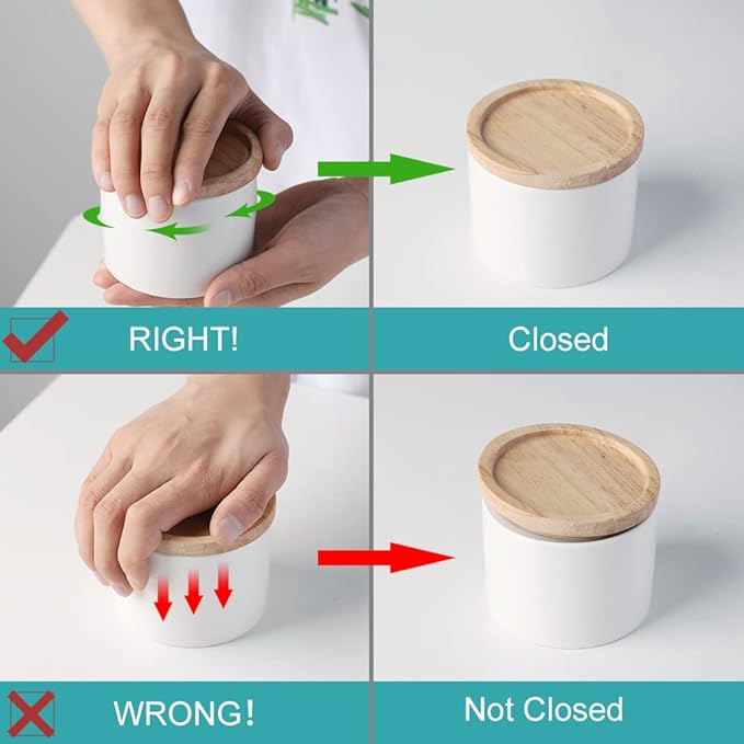 Sweejar Kitchen Canisters Ceramic Food Storage Jar, Stackable Containers with Airtight Seal Wooden Lid for Serving Ground Coffee, Tea, Sugar, Spice and More - 5 Fl Oz(Red)