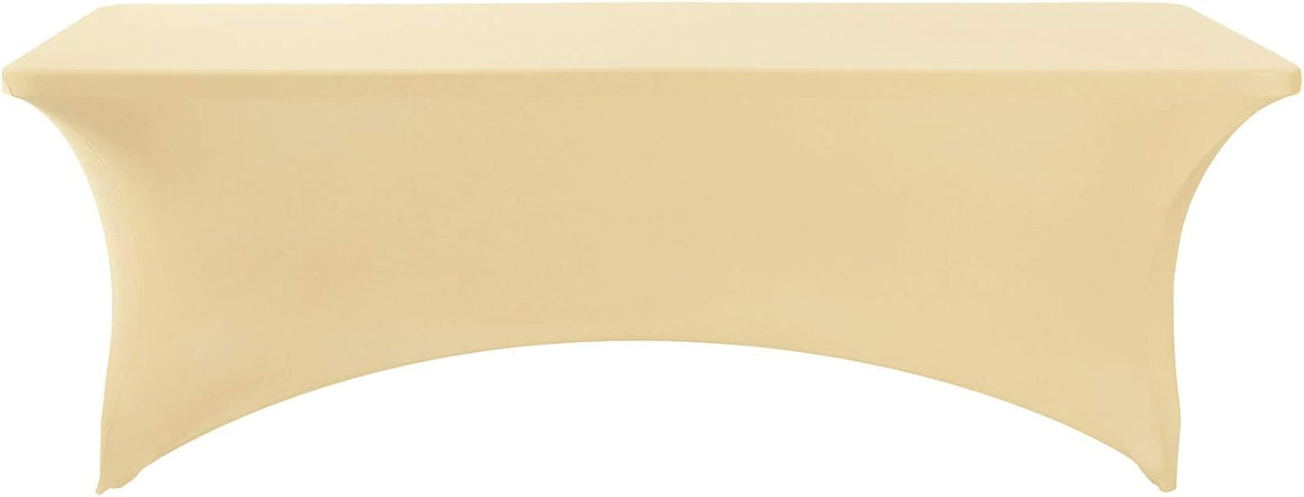2Pack Spandex Table Cover for 6Ft or 4fT or 8ft Table Universal Fitted Stretch Tablecloth for Party, Banquet, Wedding and Events-Champagne