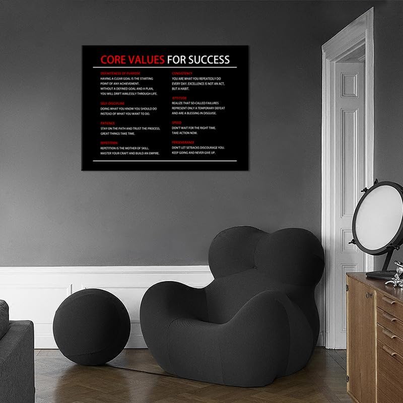 Inspirational Wall Art Motivational Core Values for Success Canvas Poster Print Artwork Picture Painting Wall Decor for Modern Home Bedroom Office ClassRoom Ready to Hang [30''Wx 40''H]