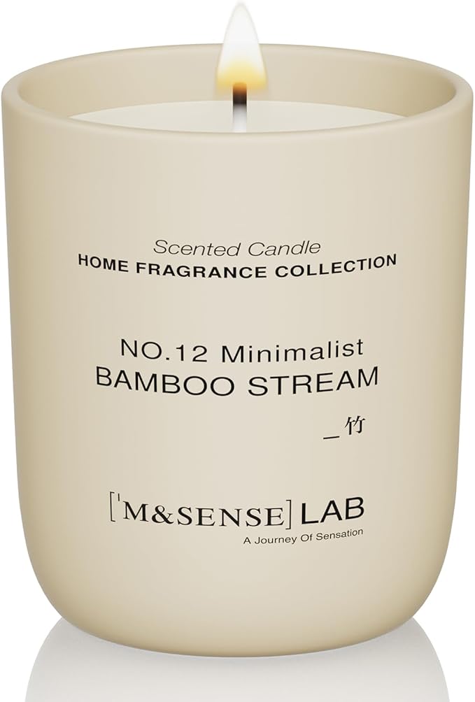 M&SENSE Natural Soy Candle| Bamboo Stream | 5.3 oz | Minimalist Scented Candle for Relaxation, Gifting, Home Décor | for Bedroom, Office, Party Small