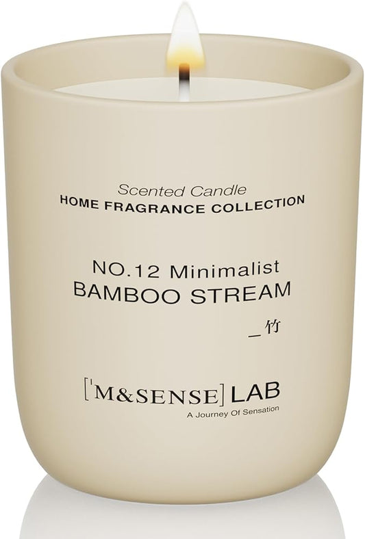M&SENSE Natural Soy Candle| Bamboo Stream | 5.3 oz | Minimalist Scented Candle for Relaxation, Gifting, Home Décor | for Bedroom, Office, Party Small