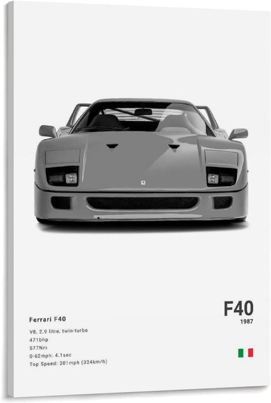 Farrari Car Posters For Walls Vintage Racing Car Canvas Prints For Home Decor Office Decor CFrame-style 16x24inch(40x60cm)