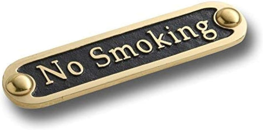 No Smoking Brass Door Sign. Traditional Style Home Décor Wall Plaque Handmade By The Metal Foundry UK.