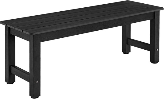 Outdoor Bench, 2-Person Poly Lumber Garden Bench, All-Weather Patio Bench Will not Rot and Fade for Garden, Porch, Backyard and Park, Easy Installation, Black