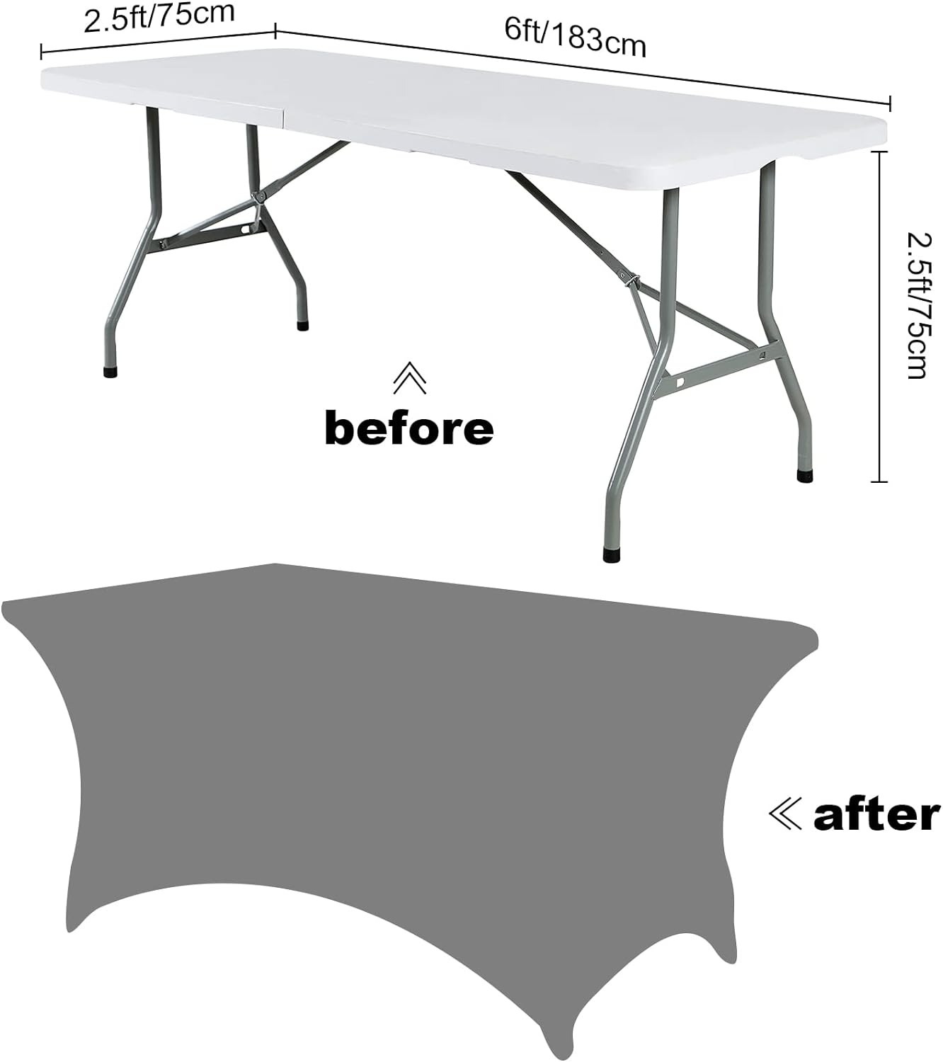 SuperO Waterproof Spandex Table Cover for 6FT Table Universal Fitted Stretch Tablecloth for Party, Banquet, Wedding and Events-Blush Pink